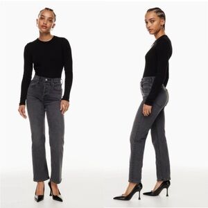Aritzia Denim Forum The Arlo Hi-Rise Straight Jean Washed Black - Size 24